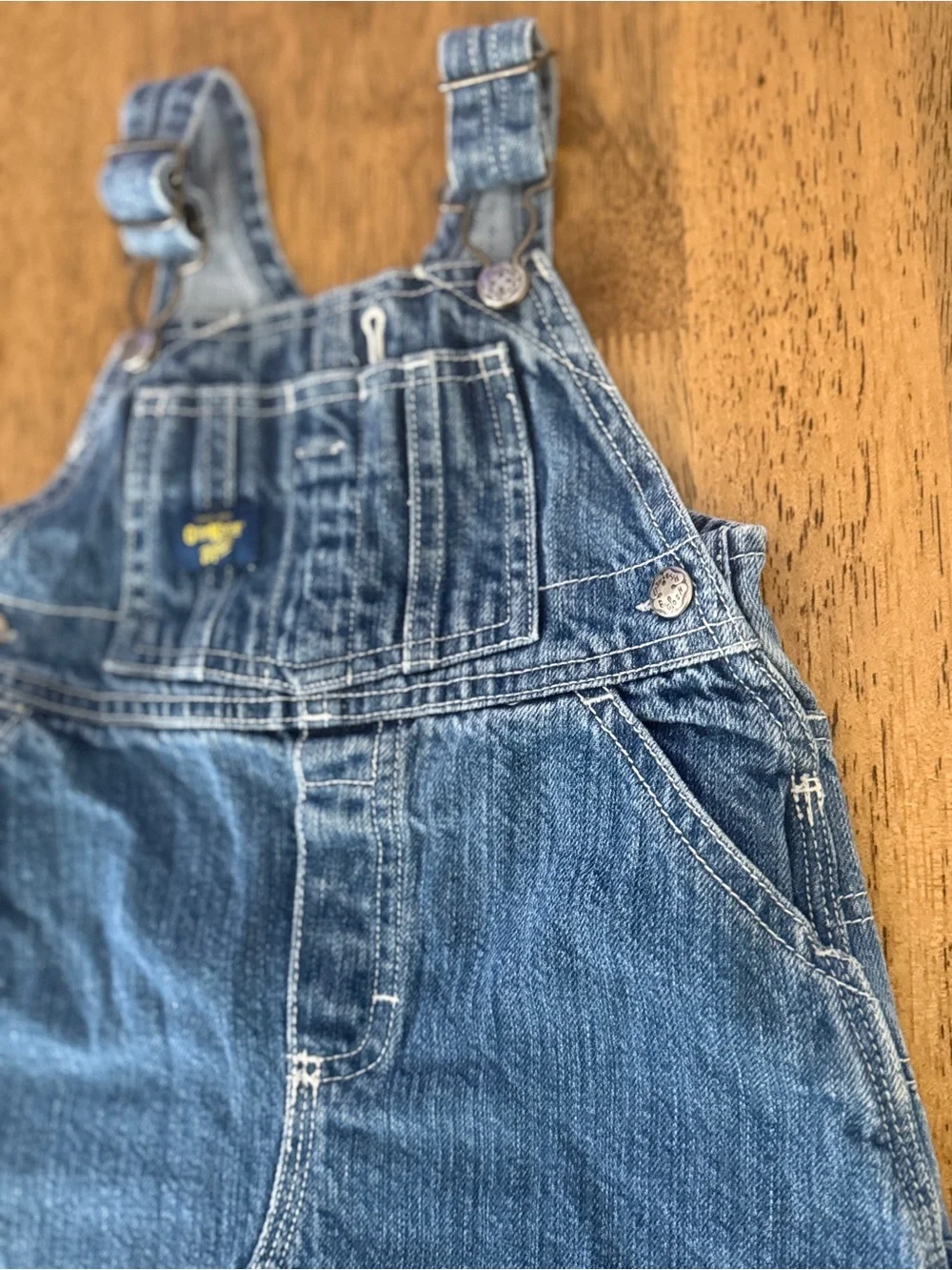 OshKosh B'gosh Vestbak Girls Denim Overall Dress - Blue 24mos